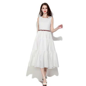 Sleeveless Summer Pure White Long Dress