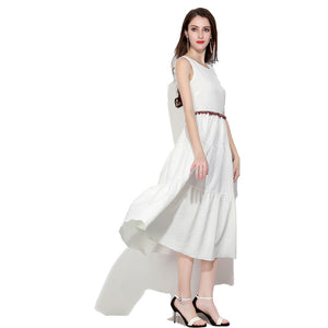 Sleeveless Summer Pure White Long Dress