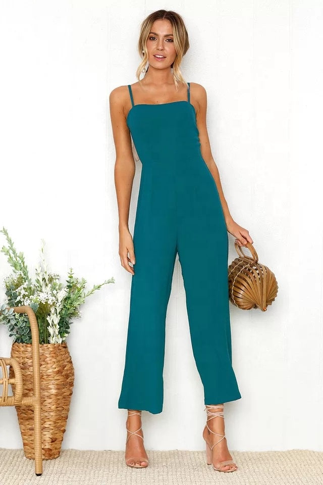 Women Off Shoulder Casual Jumpsuit Rompers spaghetti strap overall wide legs Bodycon Jumpsuits