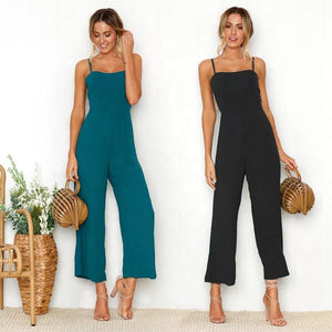 Women Off Shoulder Casual Jumpsuit Rompers spaghetti strap overall wide legs Bodycon Jumpsuits