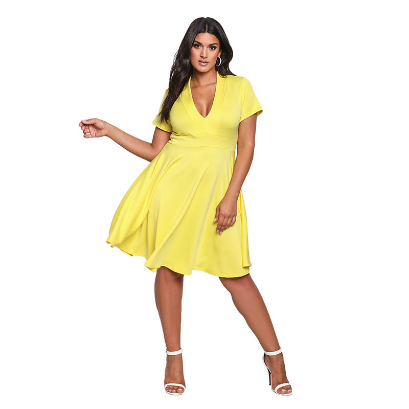 Summer Casual  V Neck Plus Size  Dress  For Women