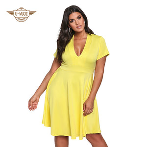 Summer Casual  V Neck Plus Size  Dress  For Women