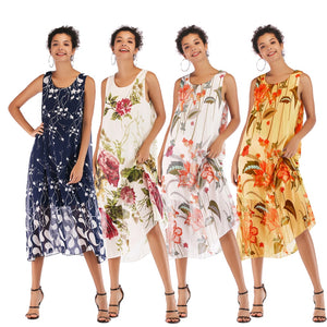 Women's Flowy Chiffon Casual Hem Maxi Dress