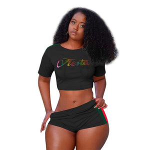 2019 hot sell 3colors summer women Letter Print two piece Outfits tracksuit sexy sweatsuit 2 Piece short Set