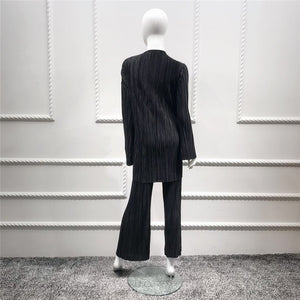 5 Color XS-XXL Women Modest Islamic Clothing Palazzo Style Full Sleeve Long Tops Wide Leg Pants Set Two Piece Suit