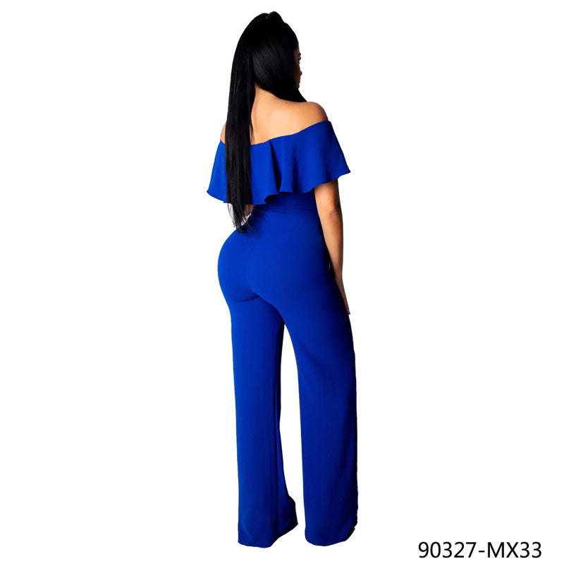 Off The Shoulder Ruffles Jumpsuits Women With Long Pants