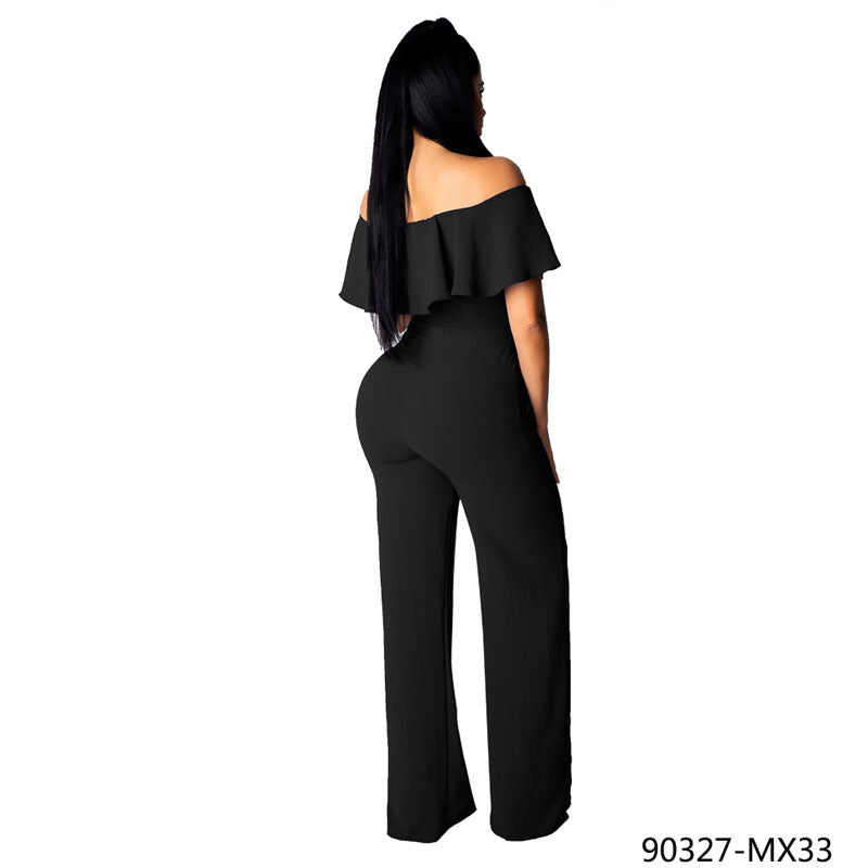 Off The Shoulder Ruffles Jumpsuits Women With Long Pants