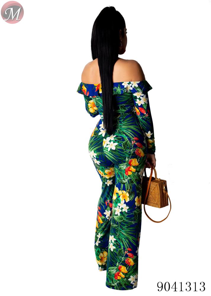 women Off shoulder floral printed wide leg jumpsuit