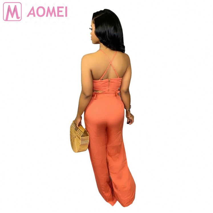 B3014 wholesale summer 2019 women crop top wide-leg two piece set