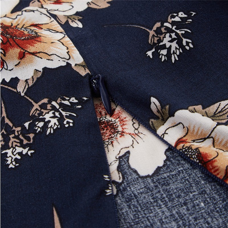 Bohemian Autumn Floral Women Dresses Multicolor Elegant Long Sleeve High Waist A Line Chic Dress