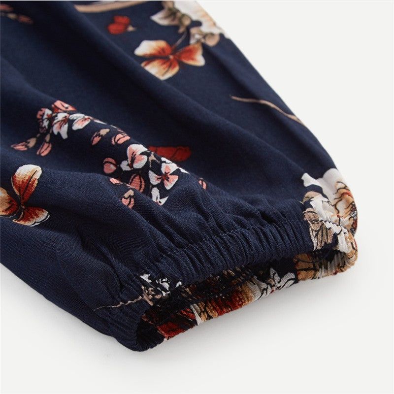 Bohemian Autumn Floral Women Dresses Multicolor Elegant Long Sleeve High Waist A Line Chic Dress