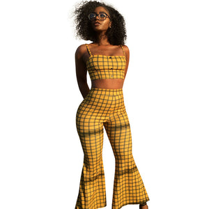 Casual Plaid Two-piece Set With Wide Leg Two Piece Set Women Clothing