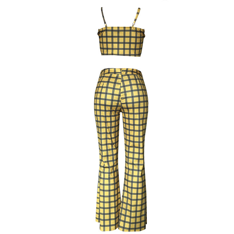 Casual Plaid Two-piece Set With Wide Leg Two Piece Set Women Clothing