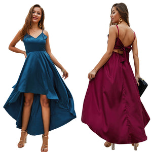 V-neck sleeveless  Evening Gown Hi-Lo Dress