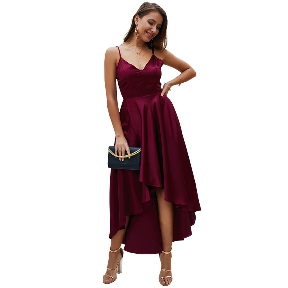 V-neck sleeveless  Evening Gown Hi-Lo Dress