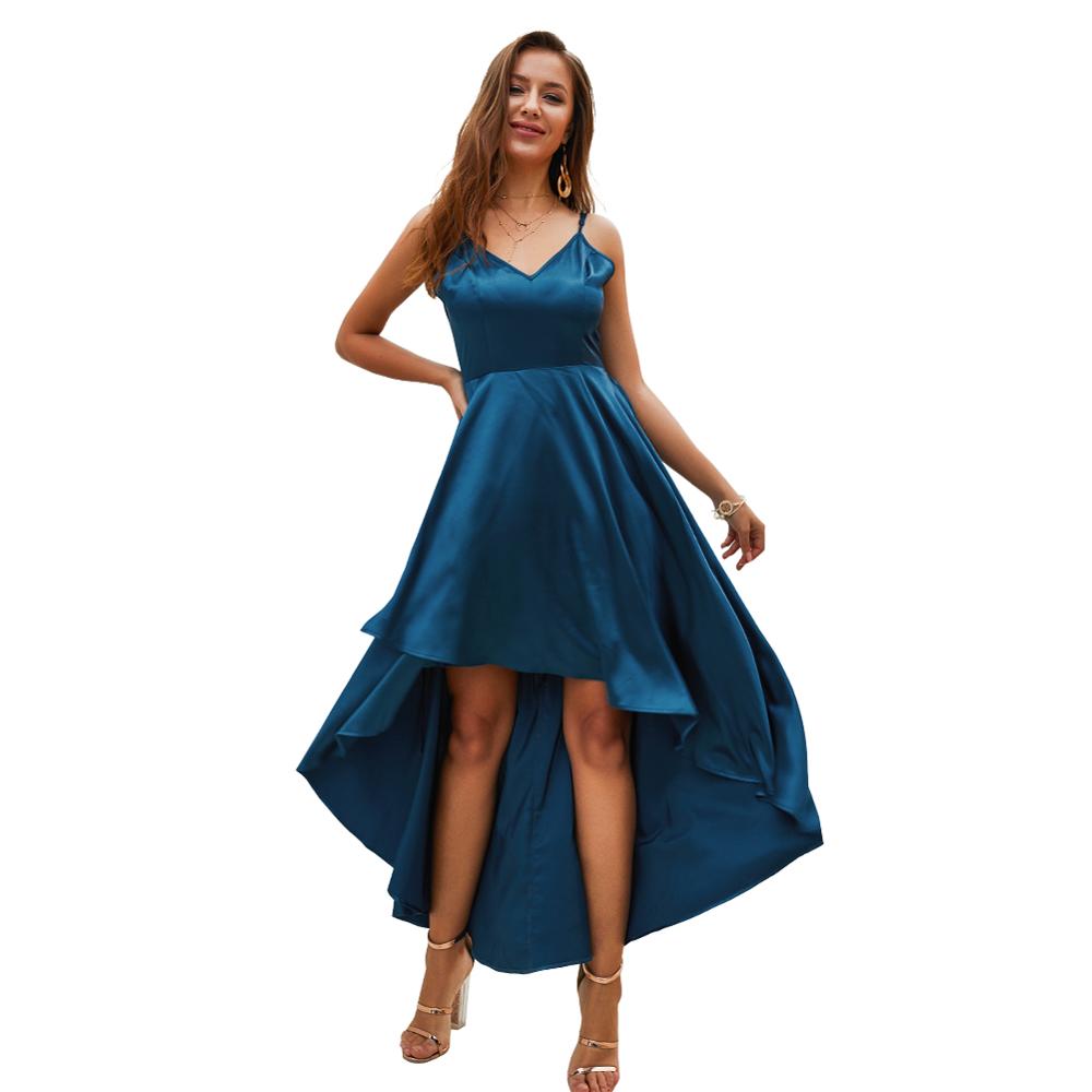 V-neck sleeveless  Evening Gown Hi-Lo Dress