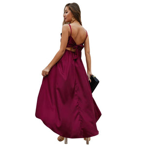 V-neck sleeveless  Evening Gown Hi-Lo Dress