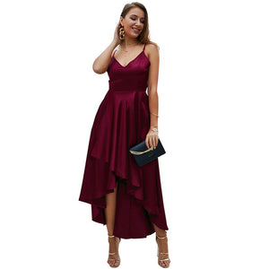 V-neck sleeveless  Evening Gown Hi-Lo Dress