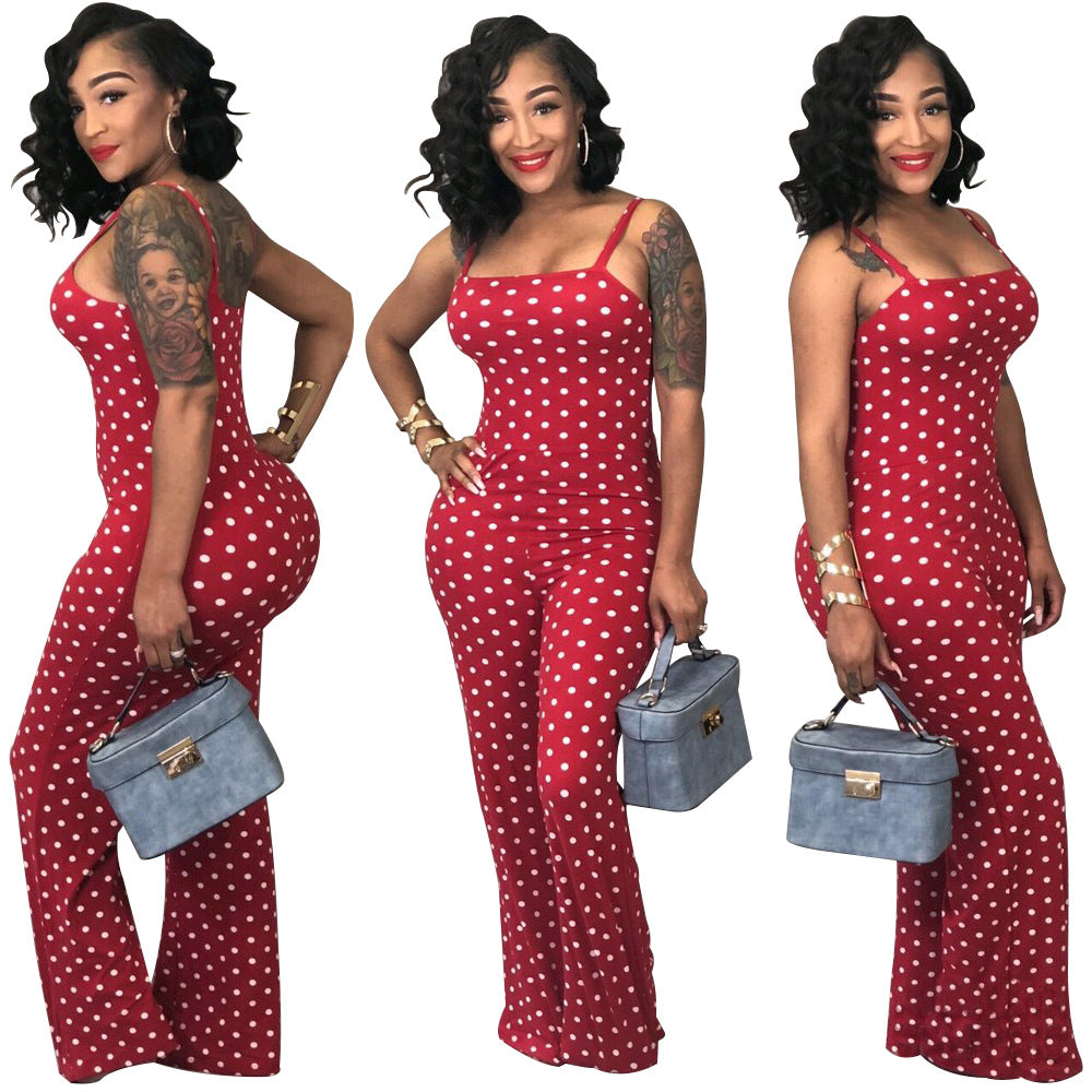 Factory Autumn dot Sexy Jumpsuits For Women Strap Backless Jumpsuit Sleeveless Simple Overalls