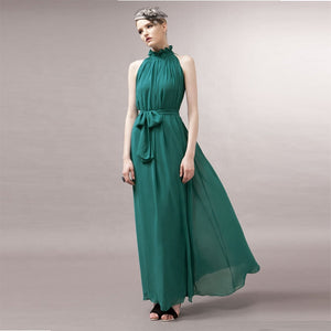 Women Halter Neck Sleeveless Chiffon Maxi Dresses cocktail dress