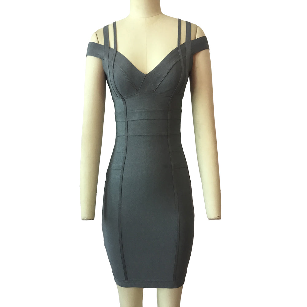 Women's Bandage Dress Spaghetti Strap V-Neck Bandage Bodycon Dress