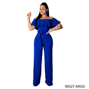 Off The Shoulder Ruffles Jumpsuits Women With Long Pants