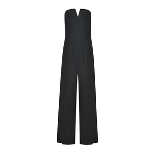 Spring 2019 Fashion Hot Sexy Women Solid Jumpsuits Lady Strapless Sleeveless Wide Leg High Split Jumpsuits