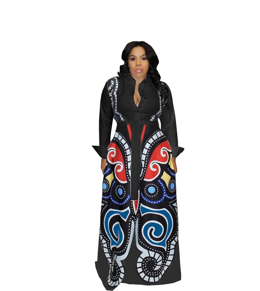 wholesale women dress Bohemian dress with butterfly print long sleeved casual dress