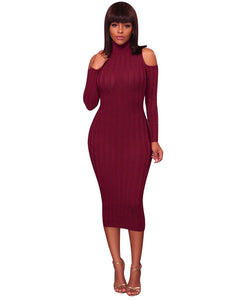 S8754 sexy off shoulder fancy bodycon knit maxi women sweater dresses