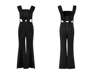 Slit Fashion Sexy Long Jumpsuit Ladies Party Strapless Wide Leg Romper Overall Playsuit Elegant Sleeveless Jumpsuit Formal E4061