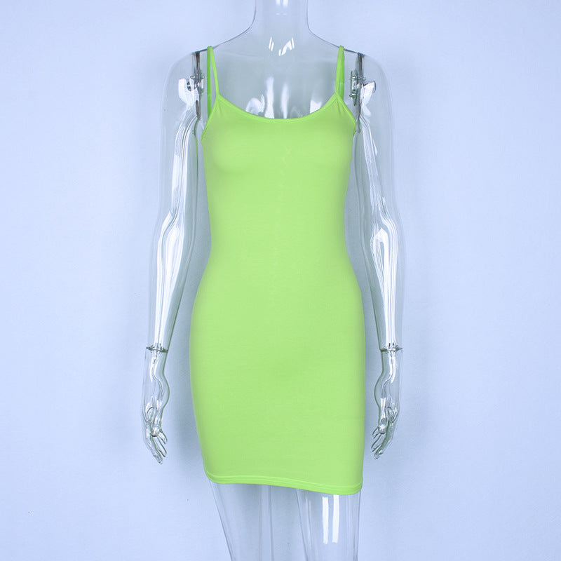 Wholesale colorful neon hot sexy summer sleeveless ladies skirt dress women