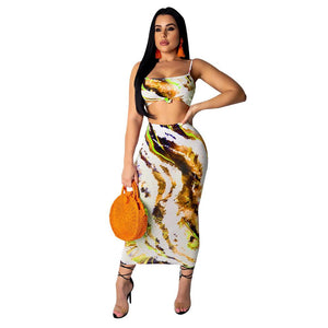 Two piece sets boho beach dresses women summer