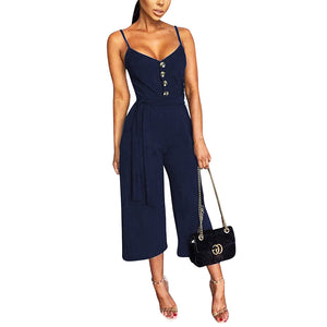 Summer New Listing  Sleeveless One Piece Casual Wide Leg Pants Sleeveless Sexy Jumpsuit For Women