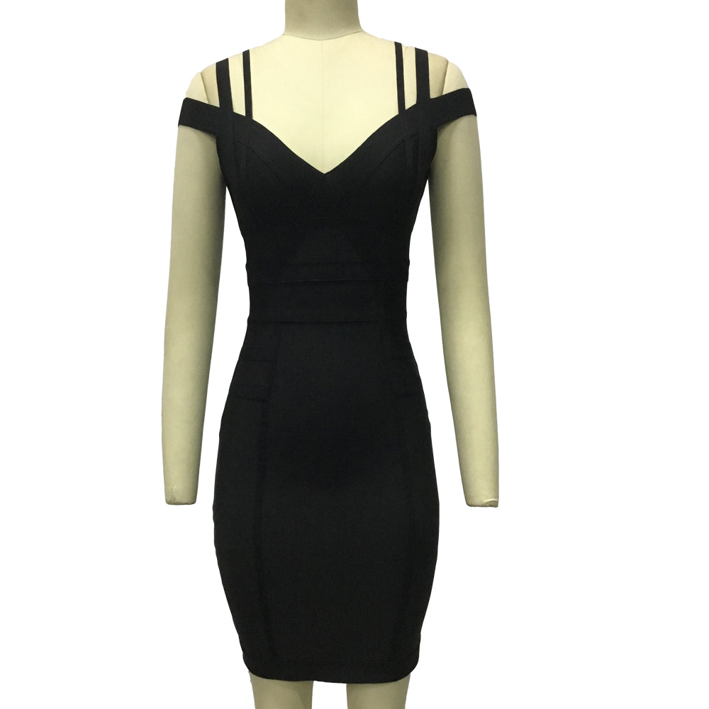 Women's Bandage Dress Spaghetti Strap V-Neck Bandage Bodycon Dress