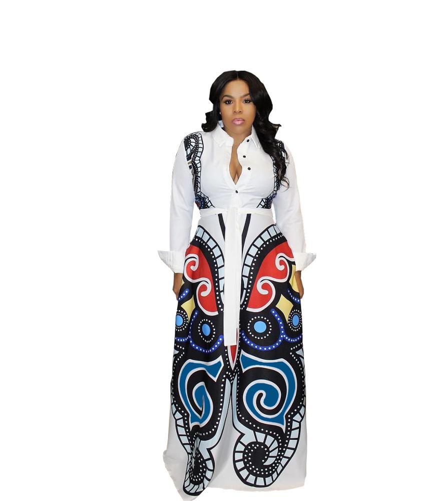 wholesale women dress Bohemian dress with butterfly print long sleeved casual dress