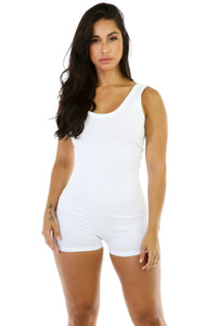 Sexy sleeveless solid bodycon short sport jumpsuit