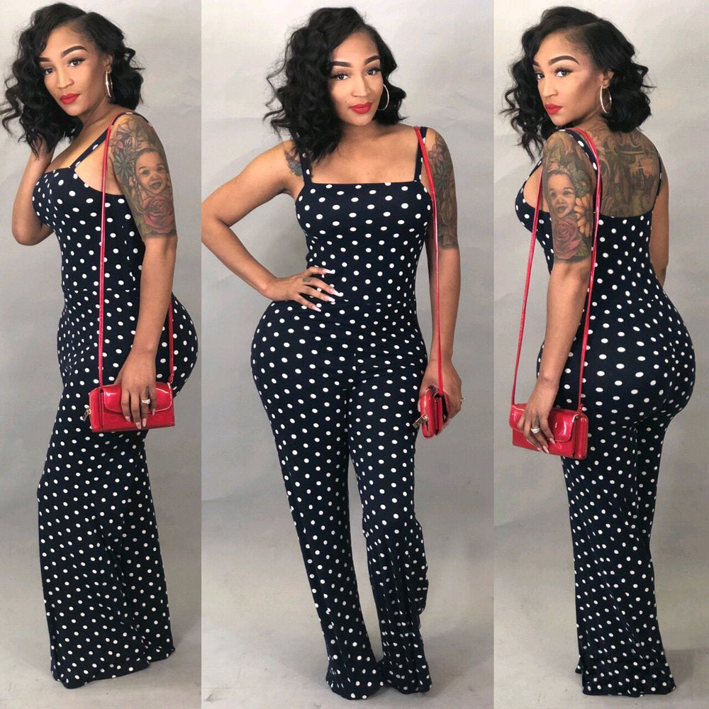 Factory Autumn dot Sexy Jumpsuits For Women Strap Backless Jumpsuit Sleeveless Simple Overalls