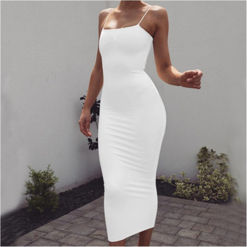 Sexy Bodycon Maxi Dress Women Sleeveless Strapless Backless Black White Red Party Spaghetti Strap Long Ladies Dresses KJZ461