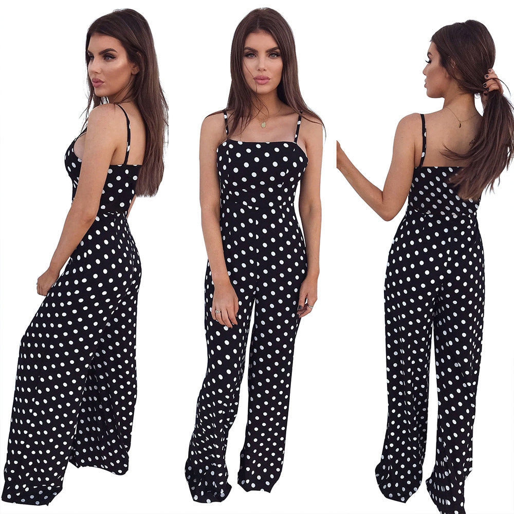 Factory Autumn dot Sexy Jumpsuits For Women Strap Backless Jumpsuit Sleeveless Simple Overalls