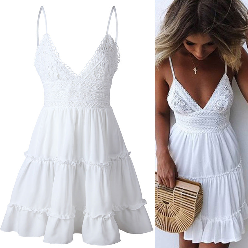 Maxnegio Lace Dresses Women Summer Dress Beachwear Casual Dresses