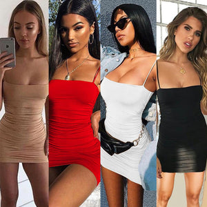 New Arrivals Ladies Hot Night Sexy Dresses Women Solid Bodycon Club Dress