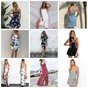 New Bohemian printed women dresses strapless shoulder clothes woman  sexy dress