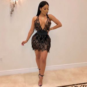 New Design Off  Shoulder Women Nightclub Sexy Backless Sequin  Dress