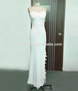 New High-end Dress High Slit Lace Prom Tube Dress Sleeveless Strapless White Front Slit Wedding Dress