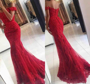 New styles cheap appliqued lace beaded Mermaid Plus size evening cocktail champagne/red half sleeve prom dress  MPA25