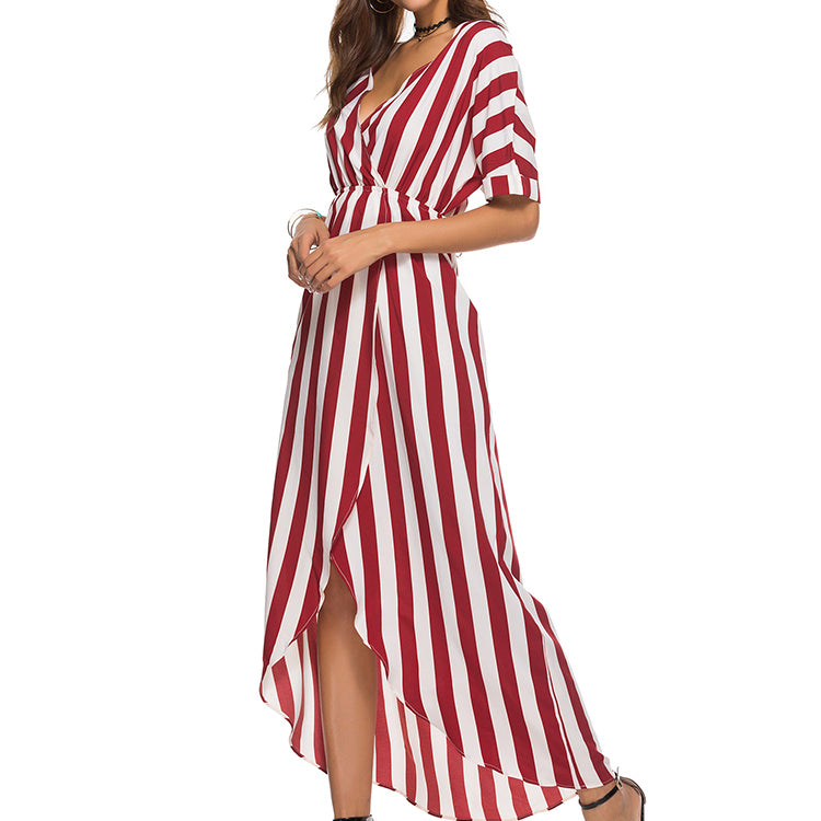 OEM wholesale one piece striped women long casual dresses summer