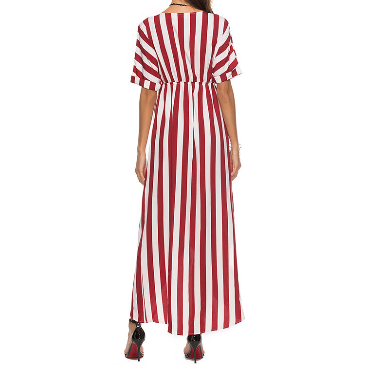 OEM wholesale one piece striped women long casual dresses summer