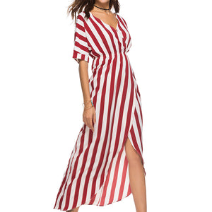 OEM wholesale one piece striped women long casual dresses summer