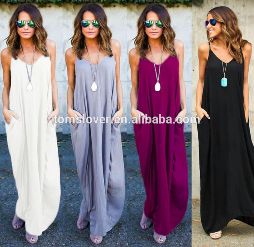 Rayon Fabric Producing Summer Fashion Ladies Oversize Casual Bohemian Dress Loose Long Women Clothing Sleeveless Dresses