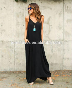 Rayon Fabric Producing Summer Fashion Ladies Oversize Casual Bohemian Dress Loose Long Women Clothing Sleeveless Dresses